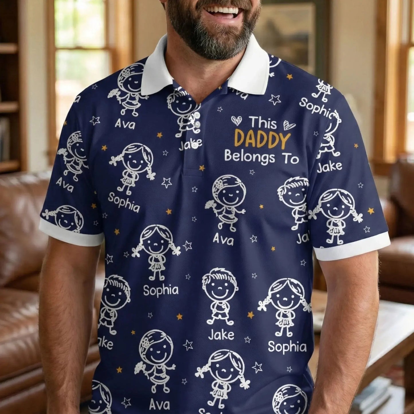 This Grandpa Belongs To Custom Doodle - Personalized Polo Shirt - Gift for Grandpa, Papa, Grandfather, Dad  Ezcustomize