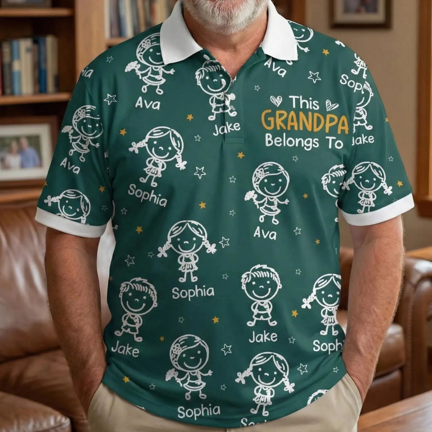 This Grandpa Belongs To Custom Doodle - Personalized Polo Shirt - Gift for Grandpa, Papa, Grandfather, Dad  Ezcustomize