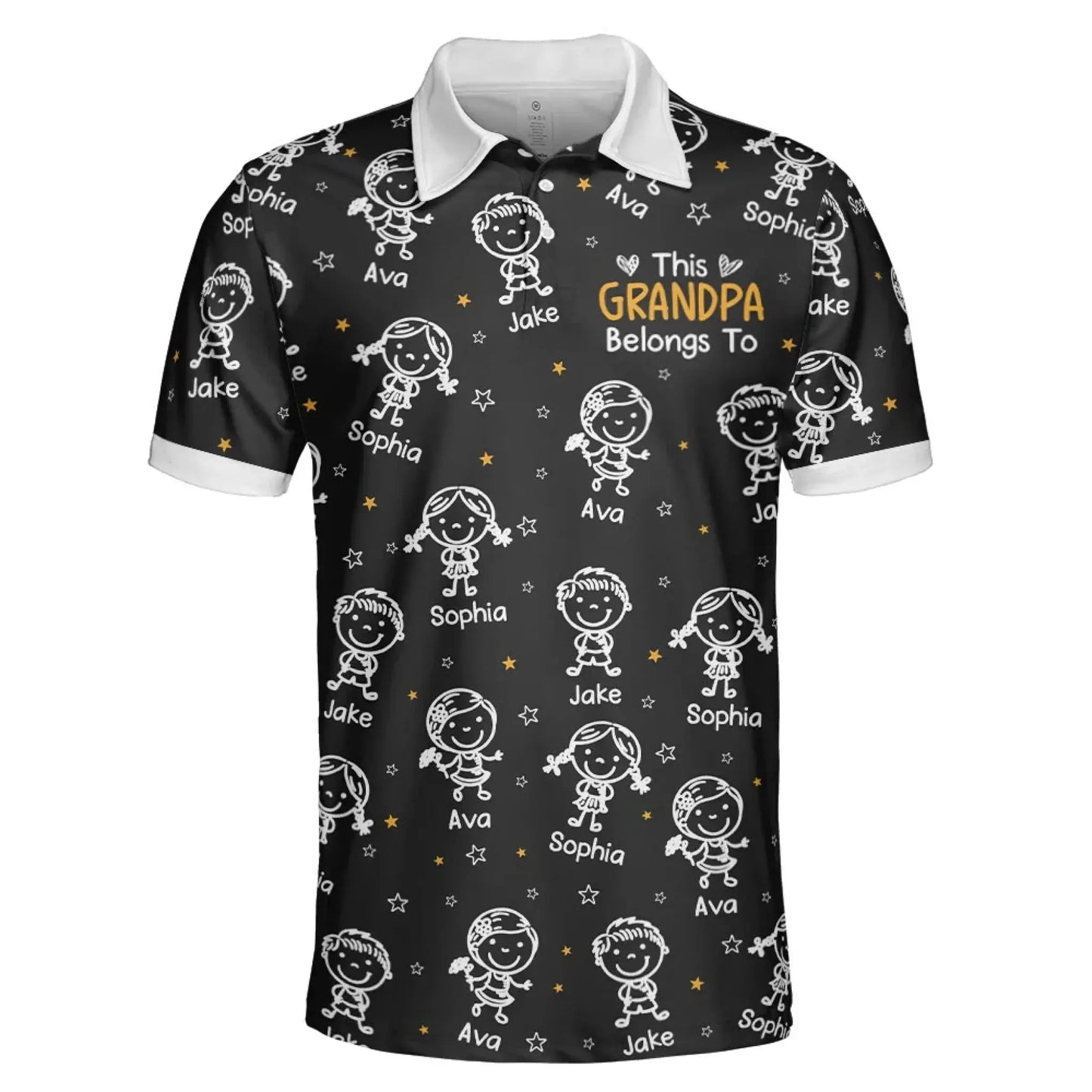 This Grandpa Belongs To Custom Doodle - Personalized Polo Shirt - Gift for Grandpa, Papa, Grandfather, Dad  Ezcustomize