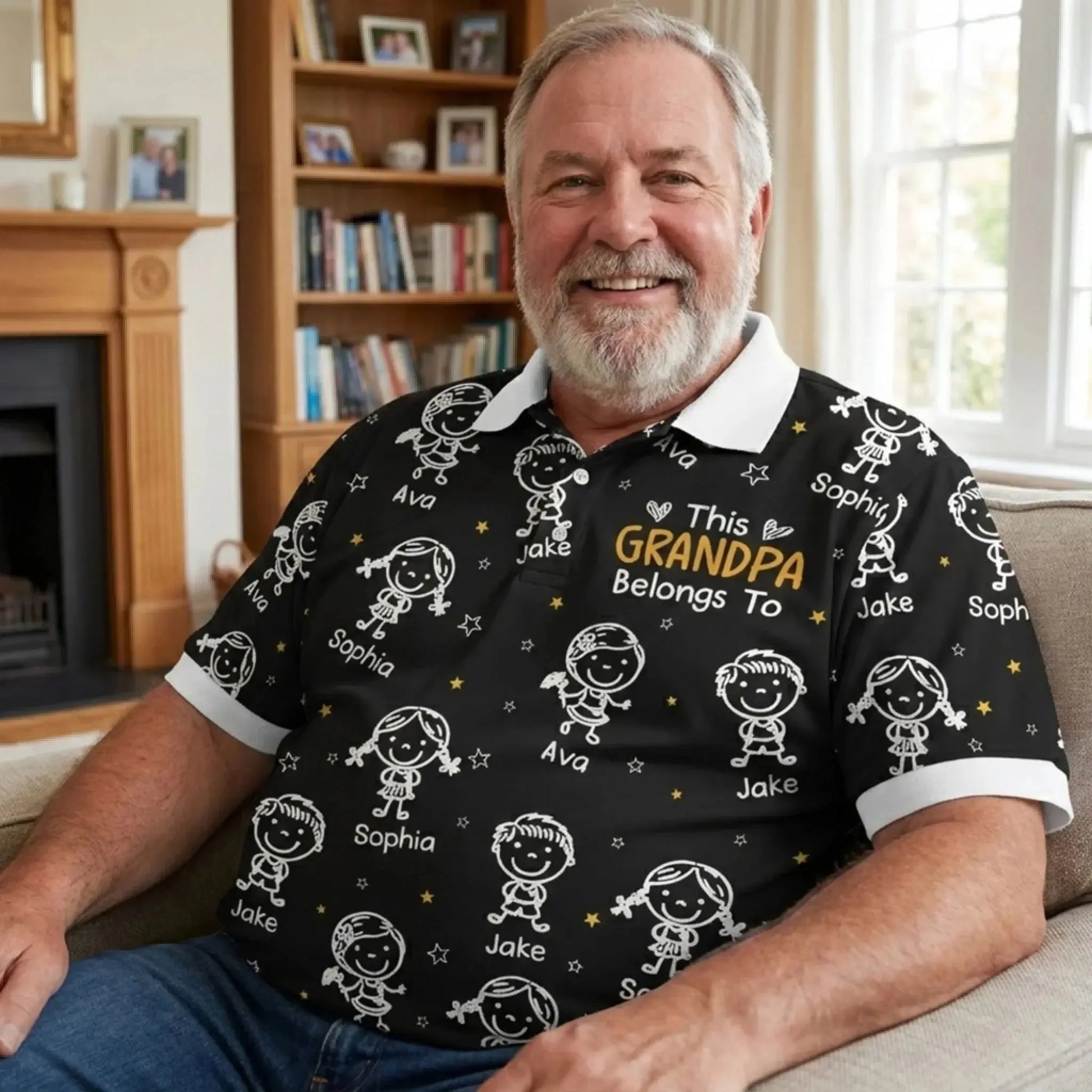 This Grandpa Belongs To Custom Doodle - Personalized Polo Shirt - Gift for Grandpa, Papa, Grandfather, Dad  Ezcustomize