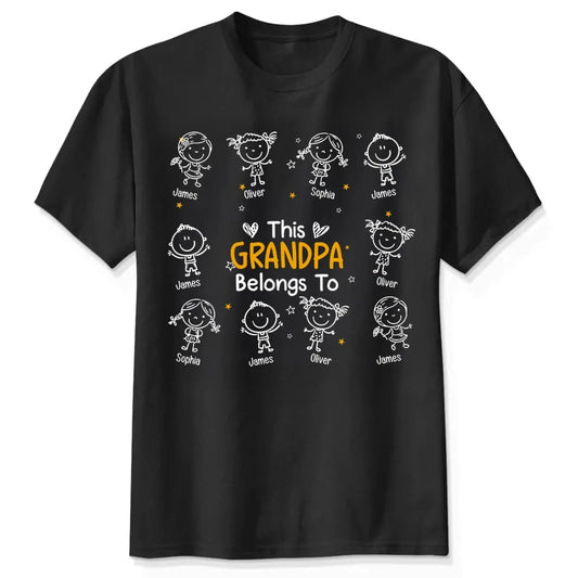 This Grandpa Belongs To Doodle Version – Personalized Custom Shirt Tee – Cute Father’s Day, Birthday & Family Gift for Grandpa  Ezcustomize