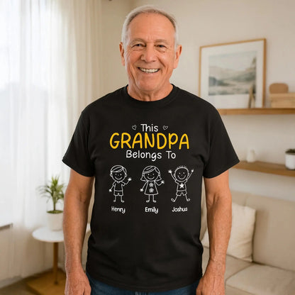 This Grandpa Belongs To T-Shirt – Personalized Shirt with Kids’ Names – Custom Gift for Grandpa, Dad  Ezcustomize