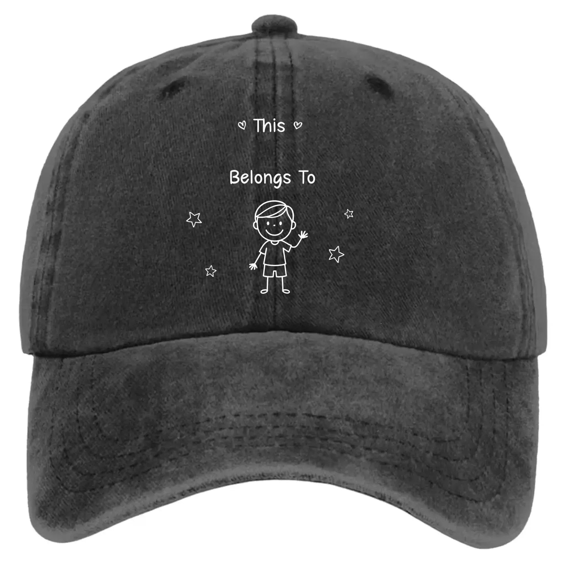 This Grandpa Belongs To – Personalized Washed Denim Cap with Grandkids' Names – Custom Stick Figure Hat Gift for Grandpa  Ezcustomize