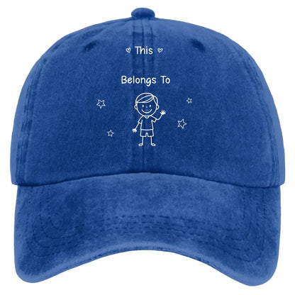 This Grandpa Belongs To – Personalized Washed Denim Cap with Grandkids' Names – Custom Stick Figure Hat Gift for Grandpa  Ezcustomize