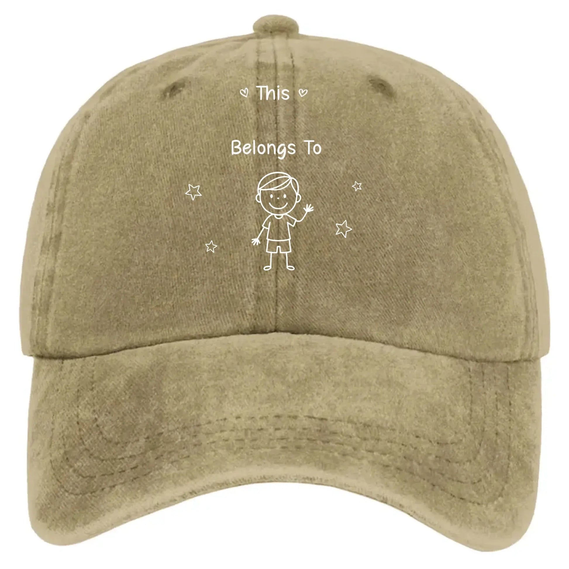 This Grandpa Belongs To – Personalized Washed Denim Cap with Grandkids' Names – Custom Stick Figure Hat Gift for Grandpa  Ezcustomize