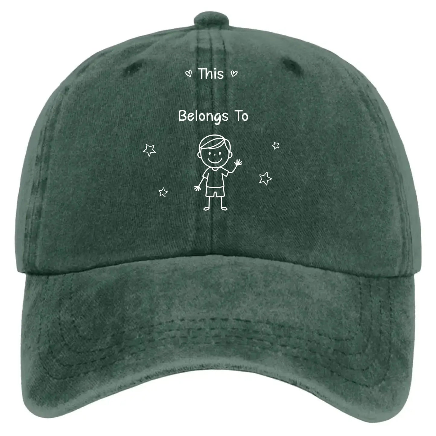 This Grandpa Belongs To – Personalized Washed Denim Cap with Grandkids' Names – Custom Stick Figure Hat Gift for Grandpa  Ezcustomize