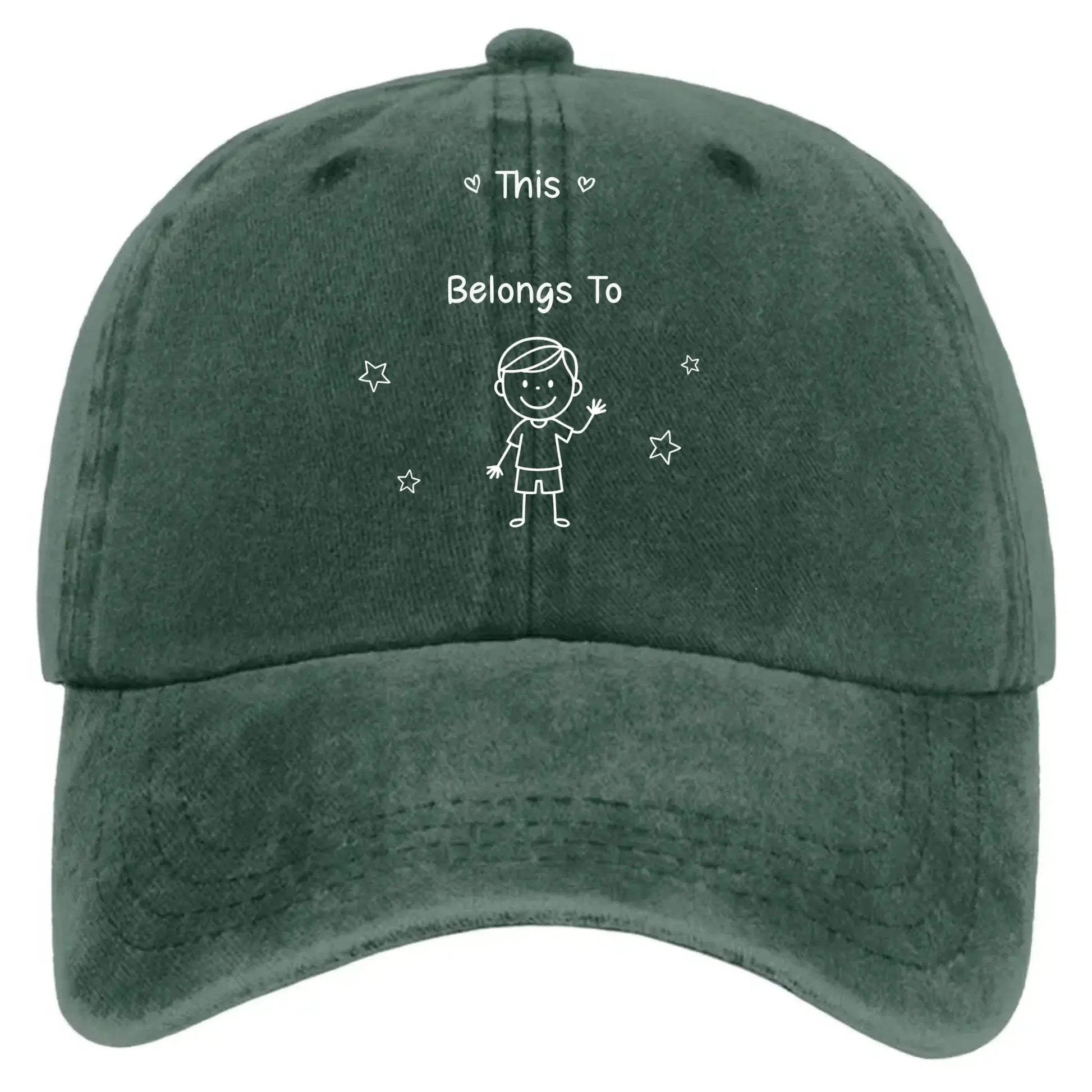 This Grandpa Belongs To – Personalized Washed Denim Cap with Grandkids' Names – Custom Stick Figure Hat Gift for Grandpa  Ezcustomize