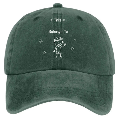 This Grandpa Belongs To – Personalized Washed Denim Cap with Grandkids' Names – Custom Stick Figure Hat Gift for Grandpa  Ezcustomize