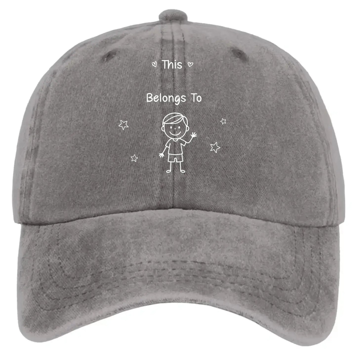 This Grandpa Belongs To – Personalized Washed Denim Cap with Grandkids' Names – Custom Stick Figure Hat Gift for Grandpa  Ezcustomize