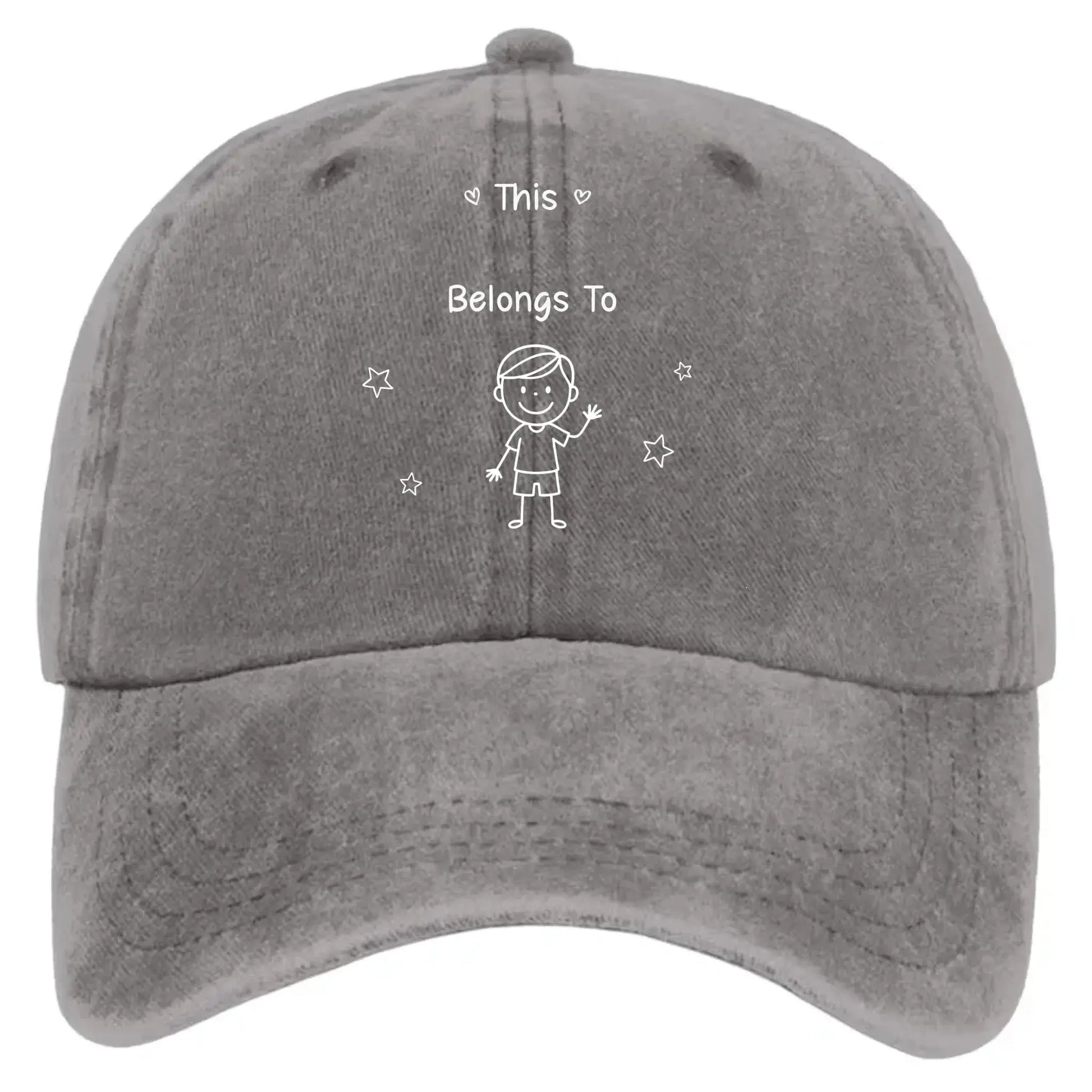 This Grandpa Belongs To – Personalized Washed Denim Cap with Grandkids' Names – Custom Stick Figure Hat Gift for Grandpa  Ezcustomize
