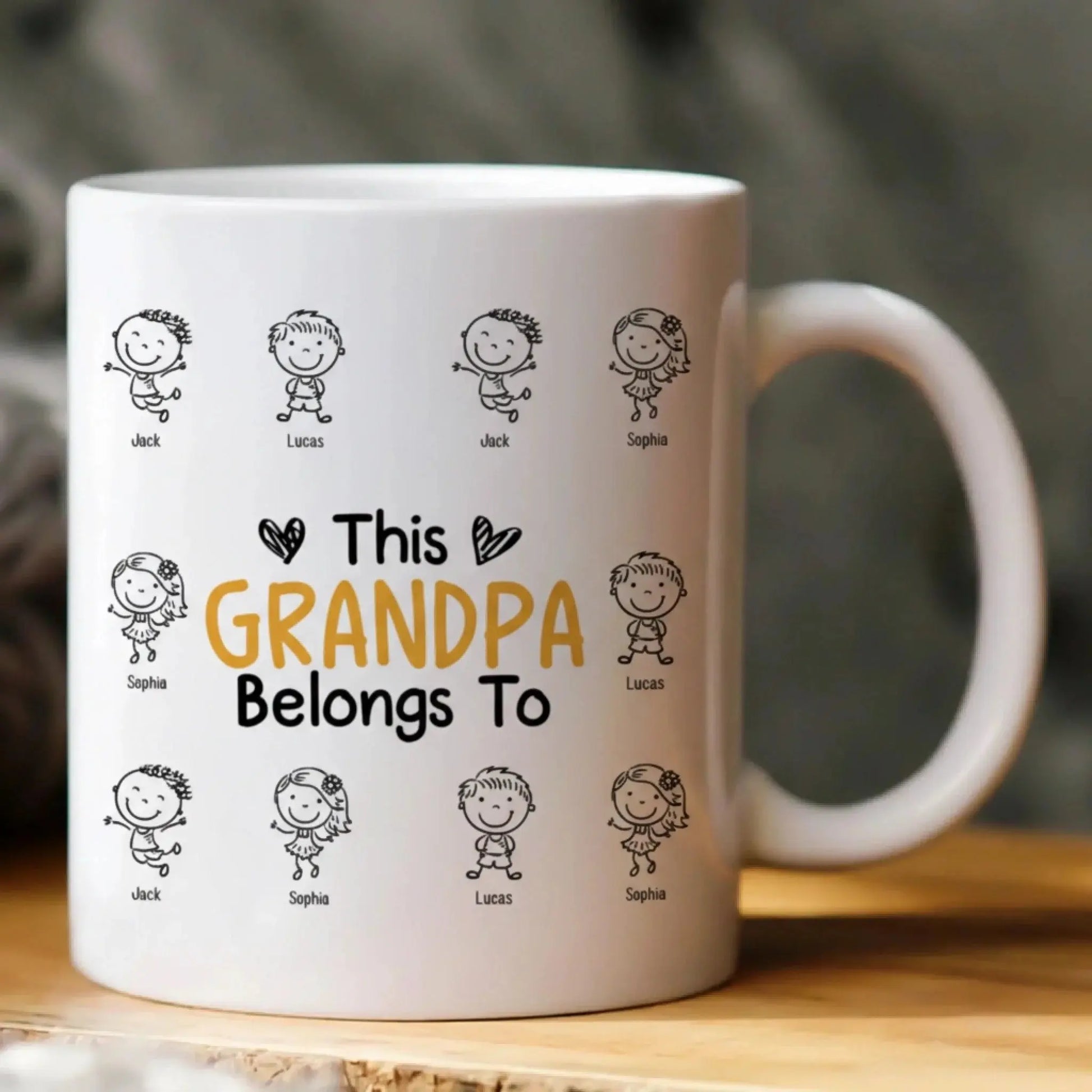 This Grandpa Grandma Belongs To – Personalized Custom Coffee Mug Cup – Cute Family Birthday, Mother’s Day & Father’s Day Gift for Grandpa Grandma Mom Dad  Ezcustomize