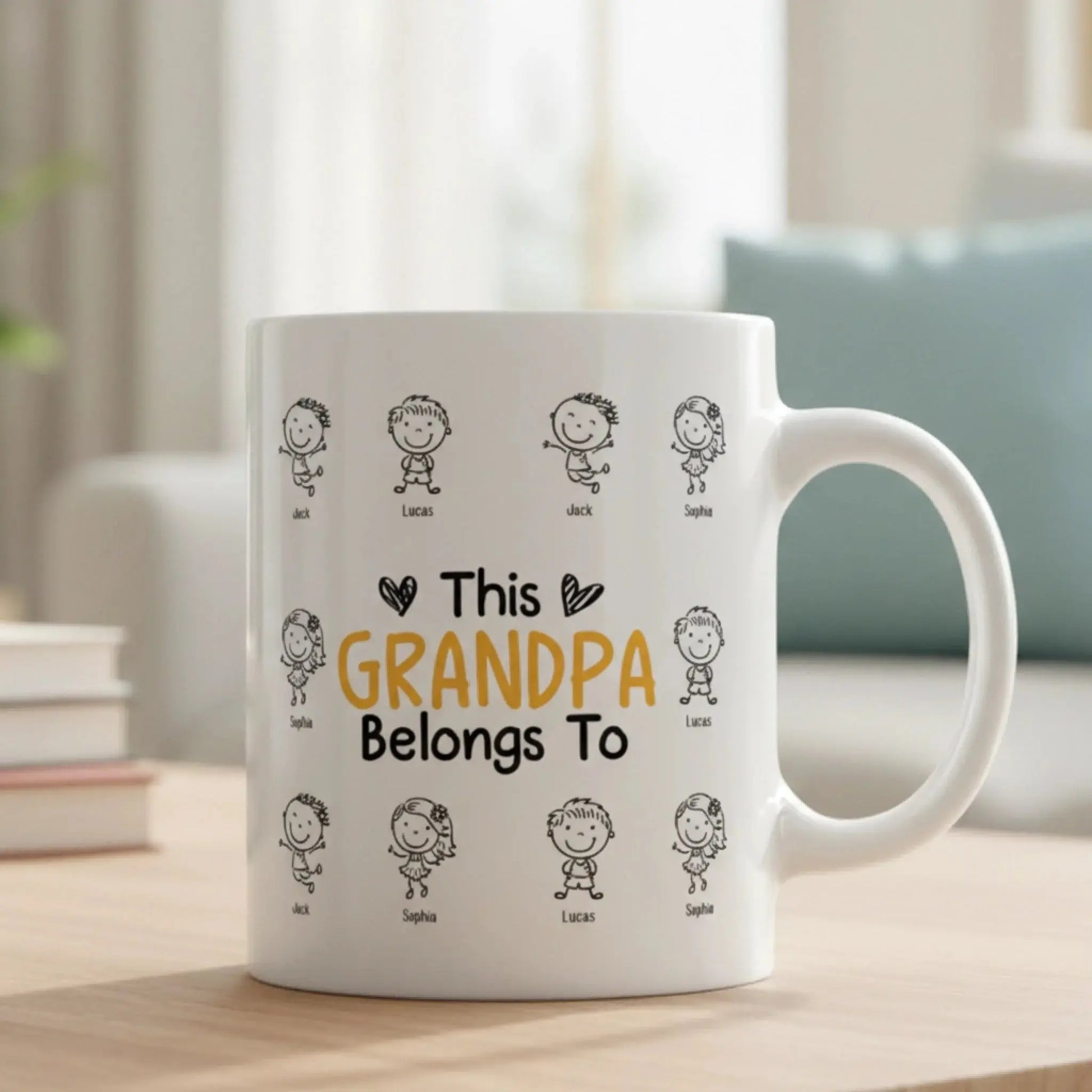 This Grandpa Grandma Belongs To – Personalized Custom Coffee Mug Cup – Cute Family Birthday, Mother’s Day & Father’s Day Gift for Grandpa Grandma Mom Dad  Ezcustomize