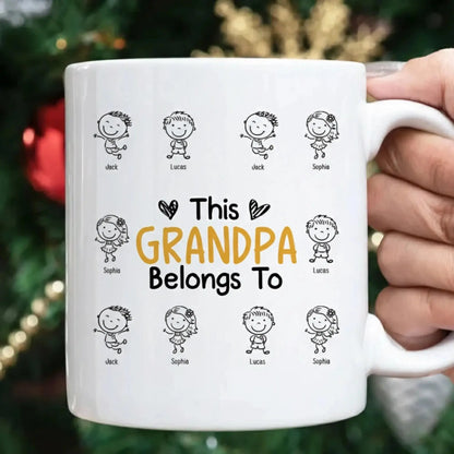 This Grandpa Grandma Belongs To – Personalized Custom Coffee Mug Cup – Cute Family Birthday, Mother’s Day & Father’s Day Gift for Grandpa Grandma Mom Dad  Ezcustomize