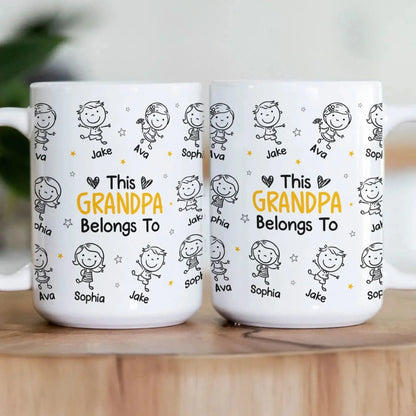 This Grandpa Grandma Belongs To – Personalized Custom Coffee Mug Cup – Cute Family Birthday, Mother’s Day & Father’s Day Gift for Grandpa Grandma Mom Dad  Ezcustomize