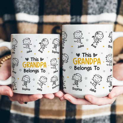 This Grandpa Grandma Belongs To – Personalized Custom Coffee Mug Cup – Cute Family Birthday, Mother’s Day & Father’s Day Gift for Grandpa Grandma Mom Dad  Ezcustomize