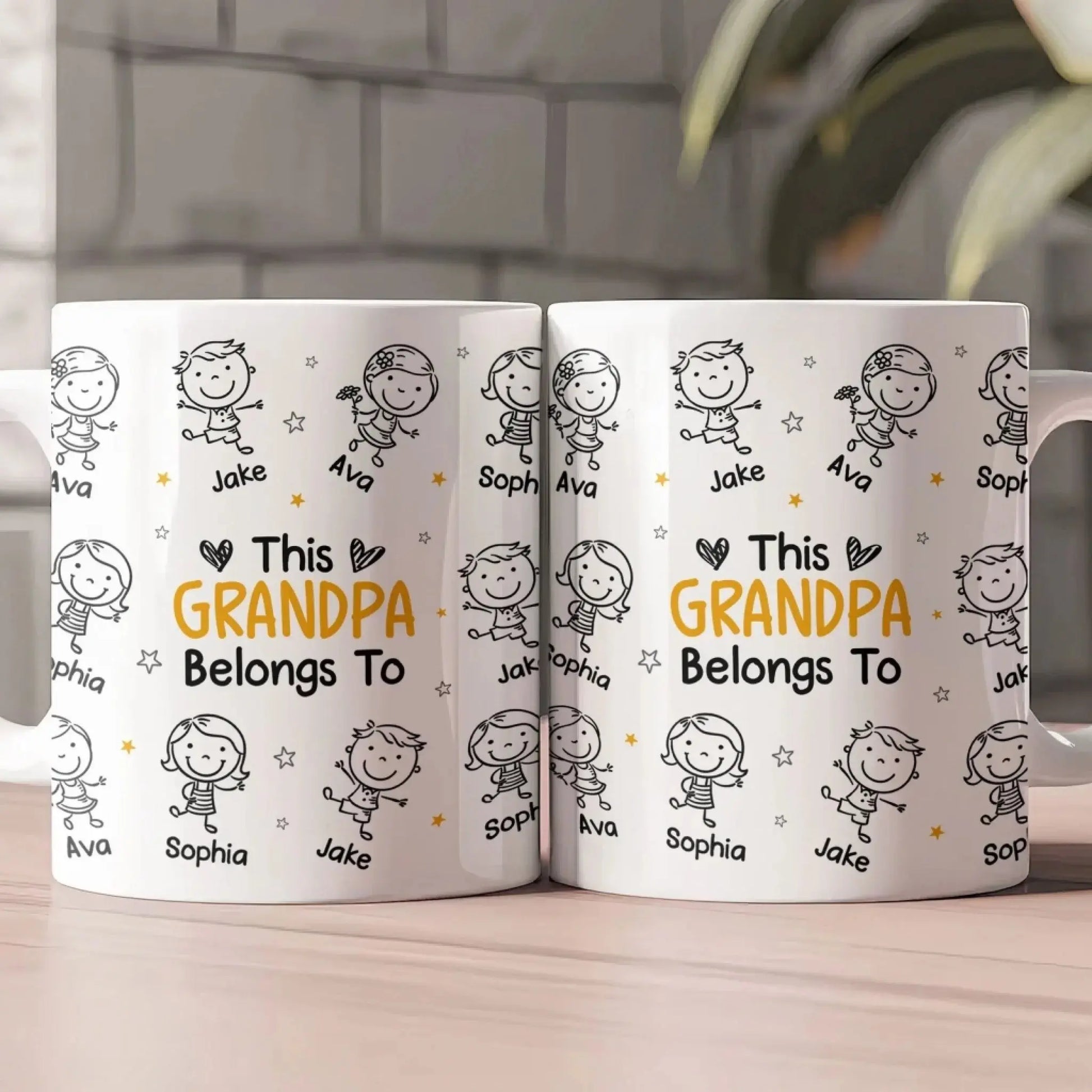 This Grandpa Grandma Belongs To – Personalized Custom Coffee Mug Cup – Cute Family Birthday, Mother’s Day & Father’s Day Gift for Grandpa Grandma Mom Dad  Ezcustomize