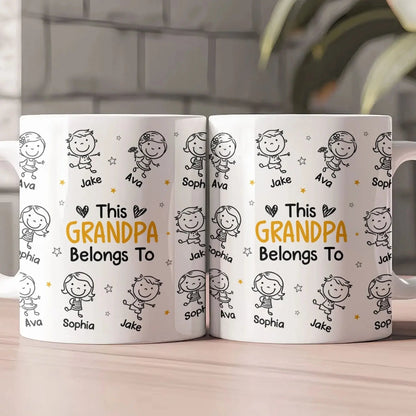 This Grandpa Grandma Belongs To – Personalized Custom Coffee Mug Cup – Cute Family Birthday, Mother’s Day & Father’s Day Gift for Grandpa Grandma Mom Dad  Ezcustomize