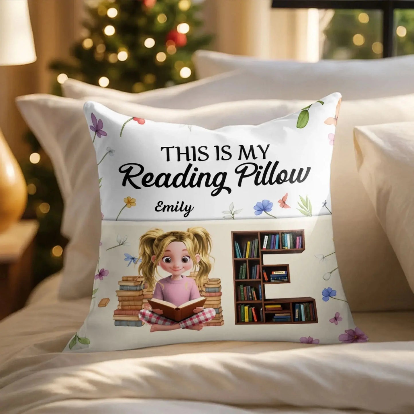 This Is My Reading Pillow Books & Flowers Design – Personalized Reading Pocket Pillow – Cute Gift for Book Lover  Ezcustomize