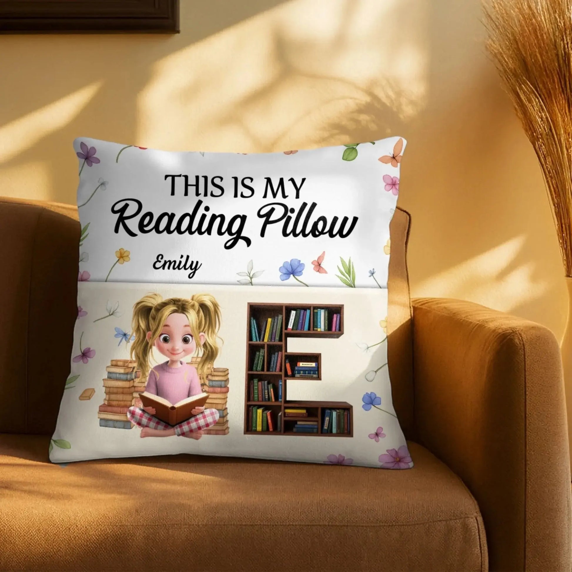 This Is My Reading Pillow Books & Flowers Design – Personalized Reading Pocket Pillow – Cute Gift for Book Lover  Ezcustomize