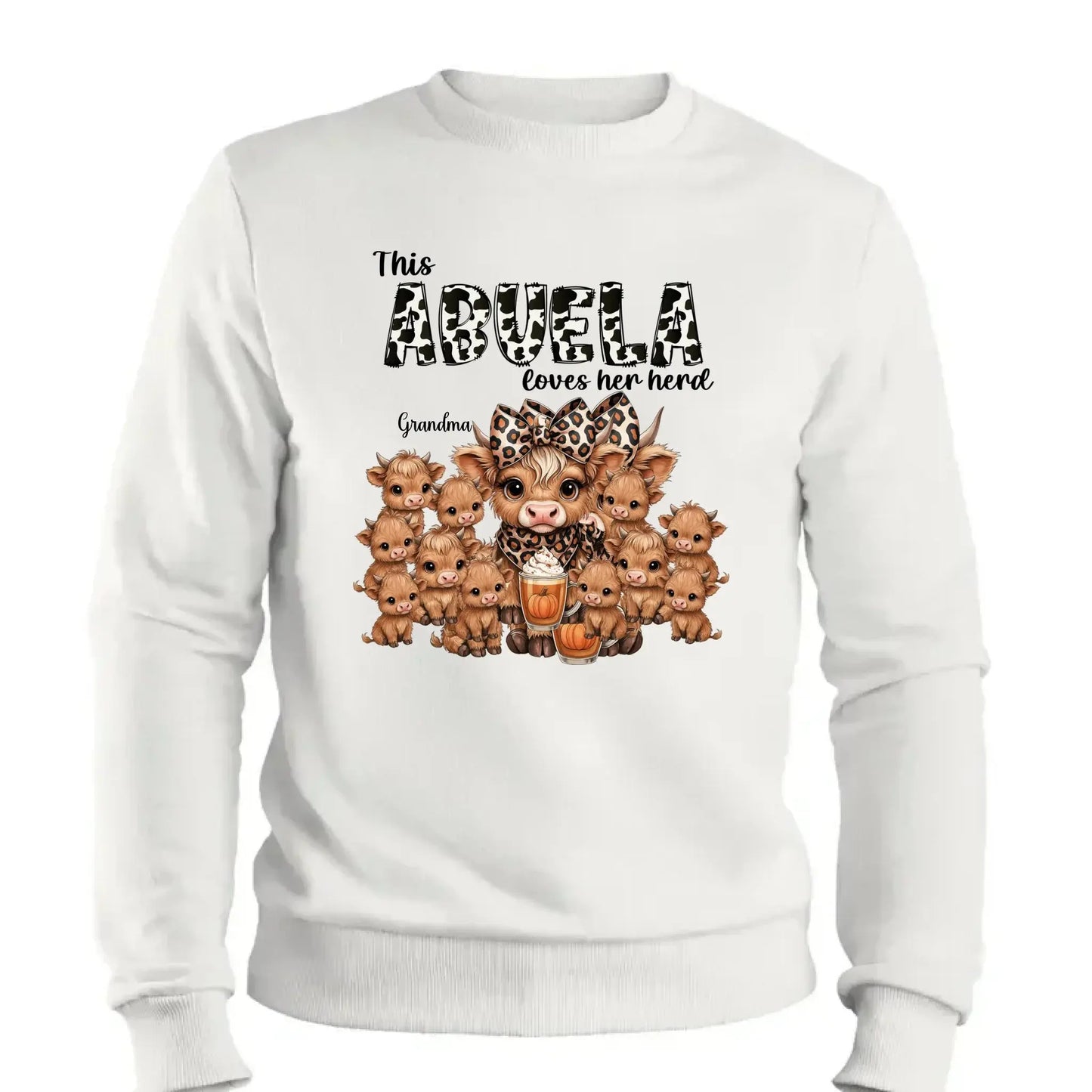 This Mama/Grandma Loves Her Herd – Personalized Highland Cow Family Shirt – Cozy Fall Vibe Gift for Mom, Grandma & Loved Ones  Ezcustomize
