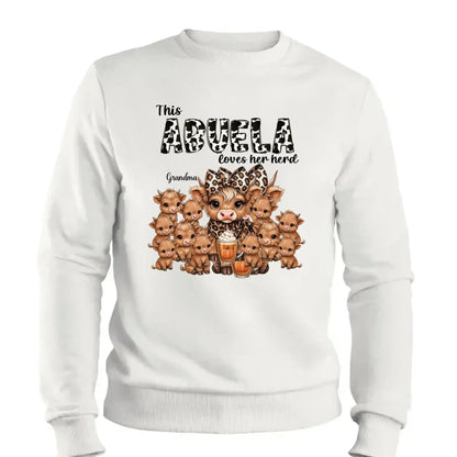 This Mama/Grandma Loves Her Herd – Personalized Highland Cow Family Shirt – Cozy Fall Vibe Gift for Mom, Grandma & Loved Ones  Ezcustomize