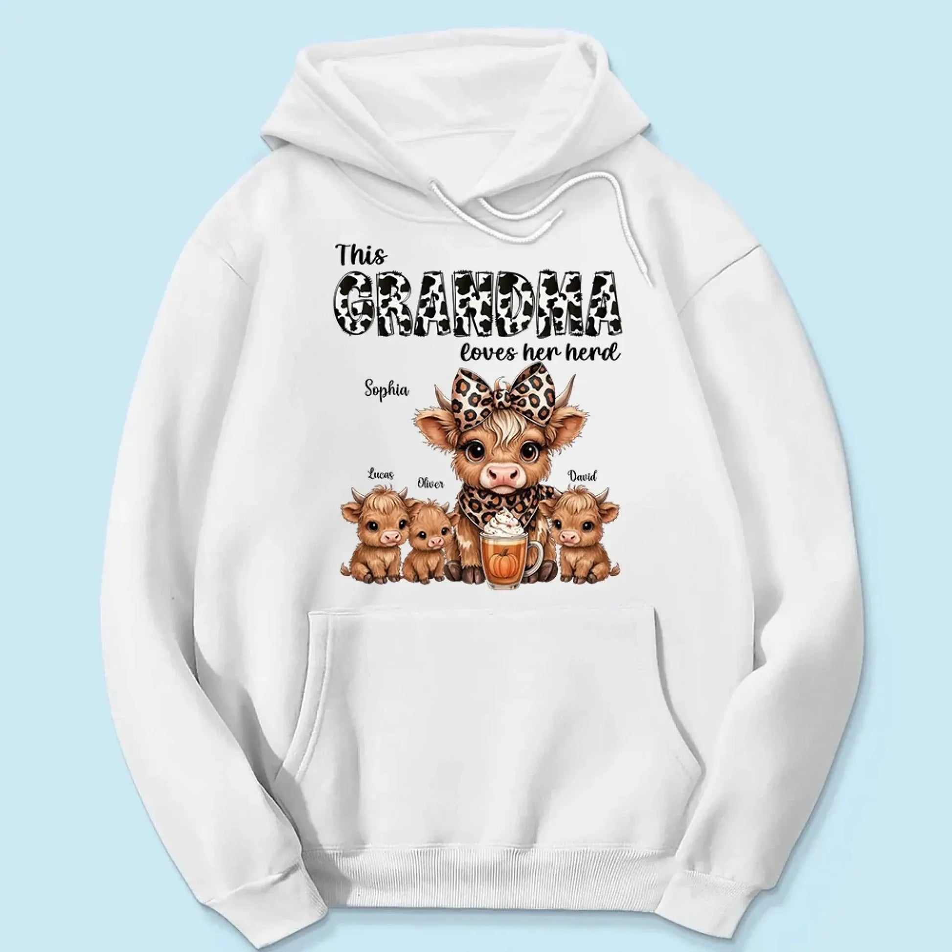 This Mama/Grandma Loves Her Herd – Personalized Highland Cow Family Shirt – Cozy Fall Vibe Gift for Mom, Grandma & Loved Ones  Ezcustomize