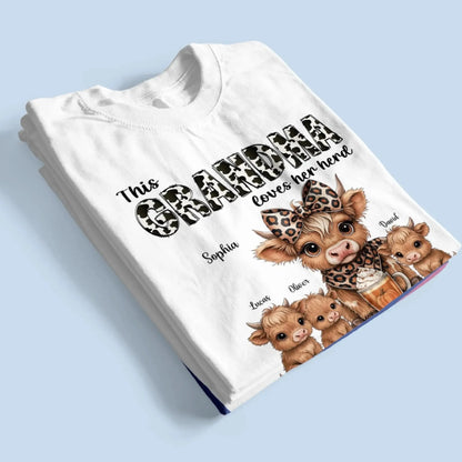 This Mama/Grandma Loves Her Herd – Personalized Highland Cow Family Shirt – Cozy Fall Vibe Gift for Mom, Grandma & Loved Ones  Ezcustomize
