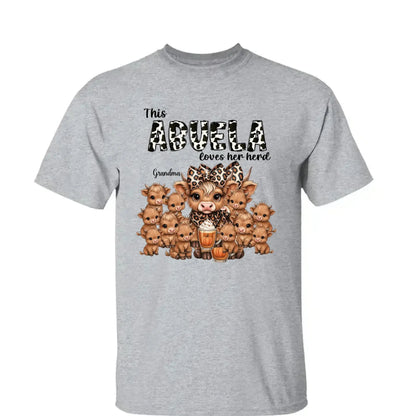 This Mama/Grandma Loves Her Herd – Personalized Highland Cow Family Shirt – Cozy Fall Vibe Gift for Mom, Grandma & Loved Ones  Ezcustomize