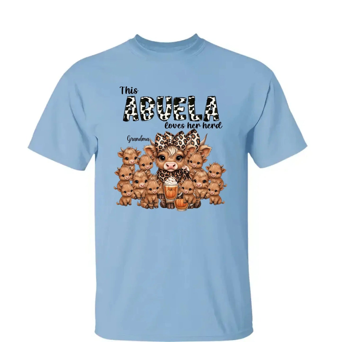 This Mama/Grandma Loves Her Herd – Personalized Highland Cow Family Shirt – Cozy Fall Vibe Gift for Mom, Grandma & Loved Ones  Ezcustomize