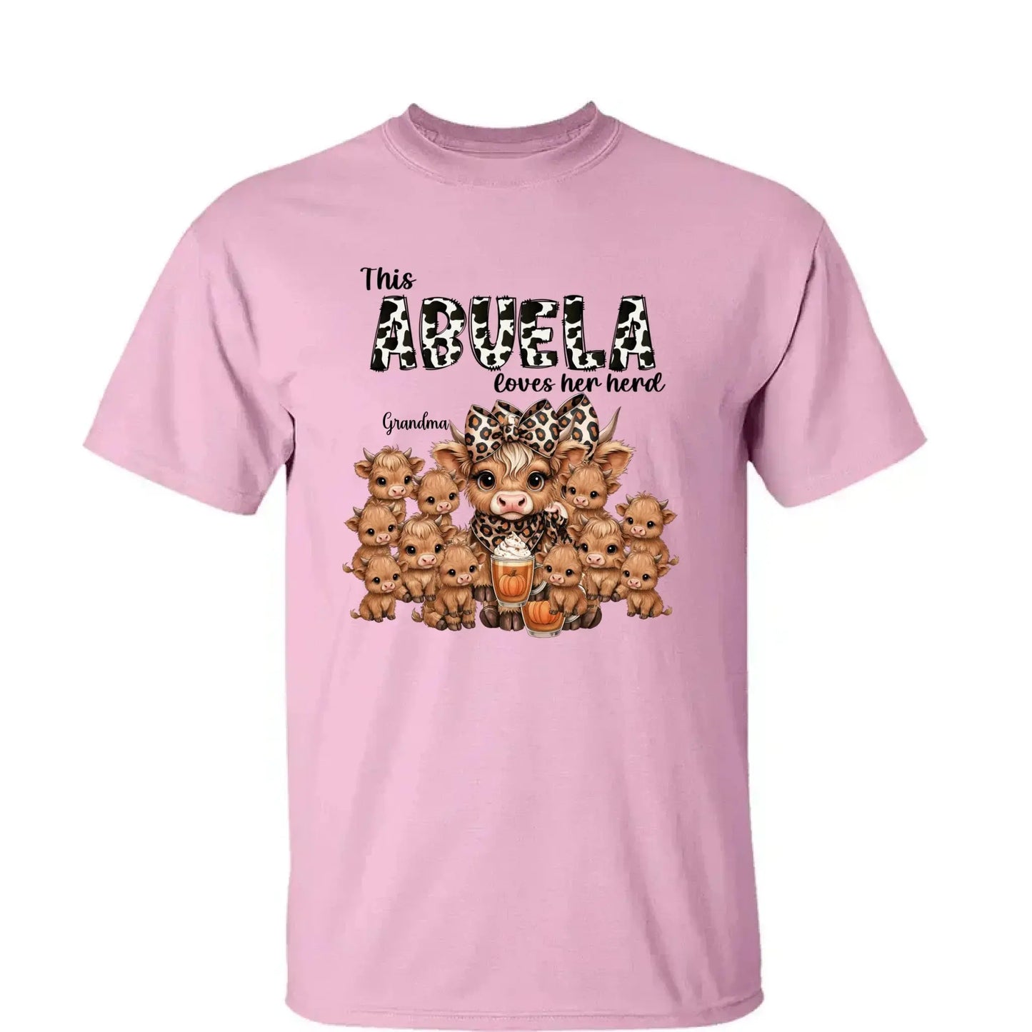 This Mama/Grandma Loves Her Herd – Personalized Highland Cow Family Shirt – Cozy Fall Vibe Gift for Mom, Grandma & Loved Ones  Ezcustomize