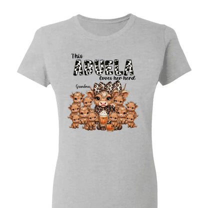 This Mama/Grandma Loves Her Herd – Personalized Highland Cow Family Shirt – Cozy Fall Vibe Gift for Mom, Grandma & Loved Ones  Ezcustomize