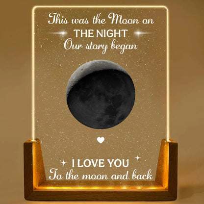 This was the Moon on the Night Our story began - Personalized Night Light - Gift for Couples, Husband, Wife, Boyfriend, Girlfriend