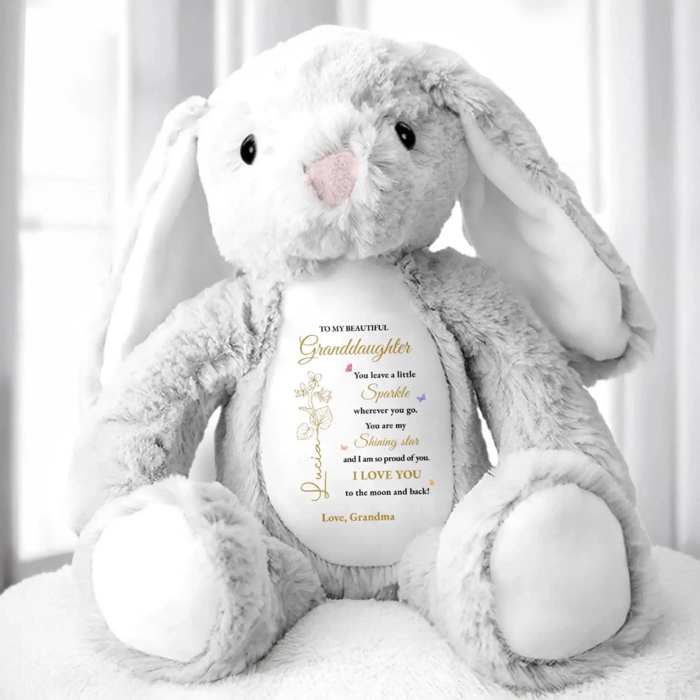 To My Beautiful Granddaughter You Leave A Little Sparkle Wherever You Go - Personalized Stuffed Bunny - Gift for Granddaughter, Grandchildren  Ezcustomize