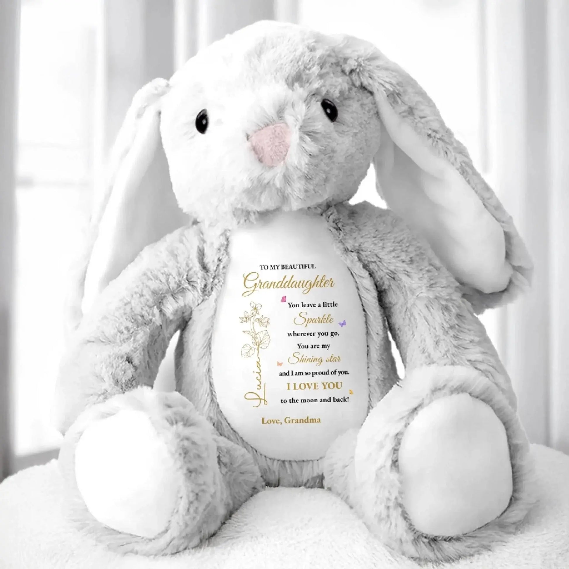 To My Beautiful Granddaughter You Leave A Little Sparkle Wherever You Go - Personalized Stuffed Bunny - Gift for Granddaughter, Grandchildren  Ezcustomize