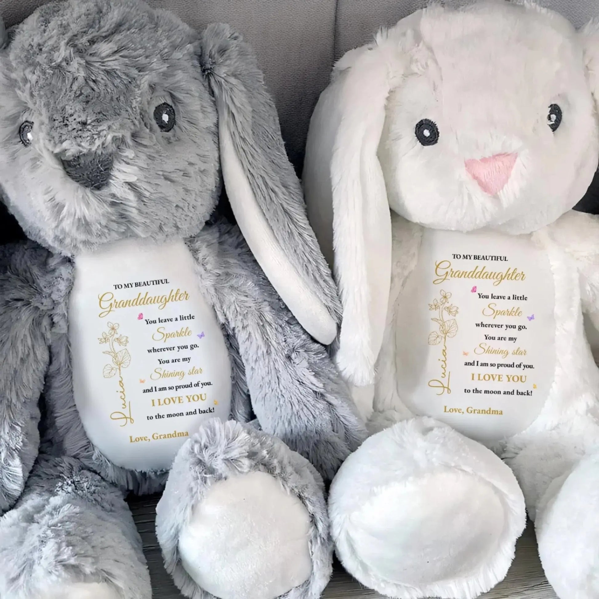 To My Beautiful Granddaughter You Leave A Little Sparkle Wherever You Go - Personalized Stuffed Bunny - Gift for Granddaughter, Grandchildren  Ezcustomize