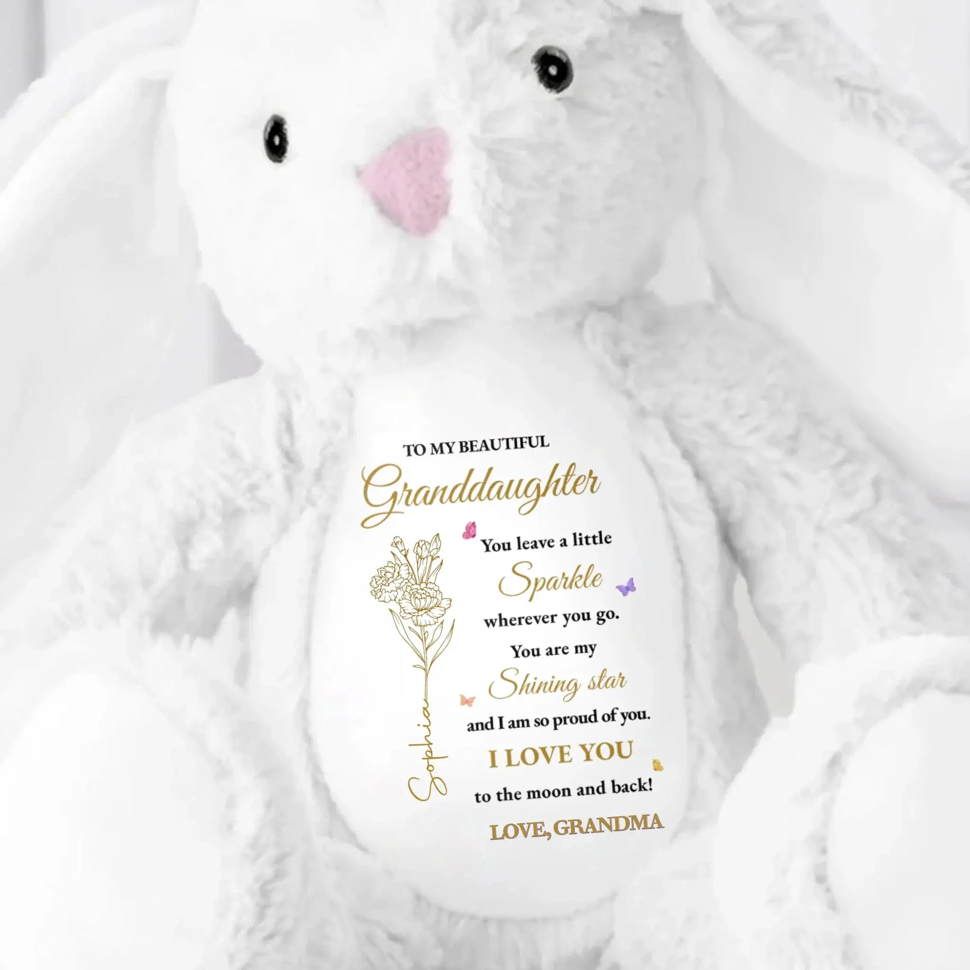 To My Beautiful Granddaughter You Leave A Little Sparkle Wherever You Go - Personalized Stuffed Bunny - Gift for Granddaughter, Grandchildren  Ezcustomize