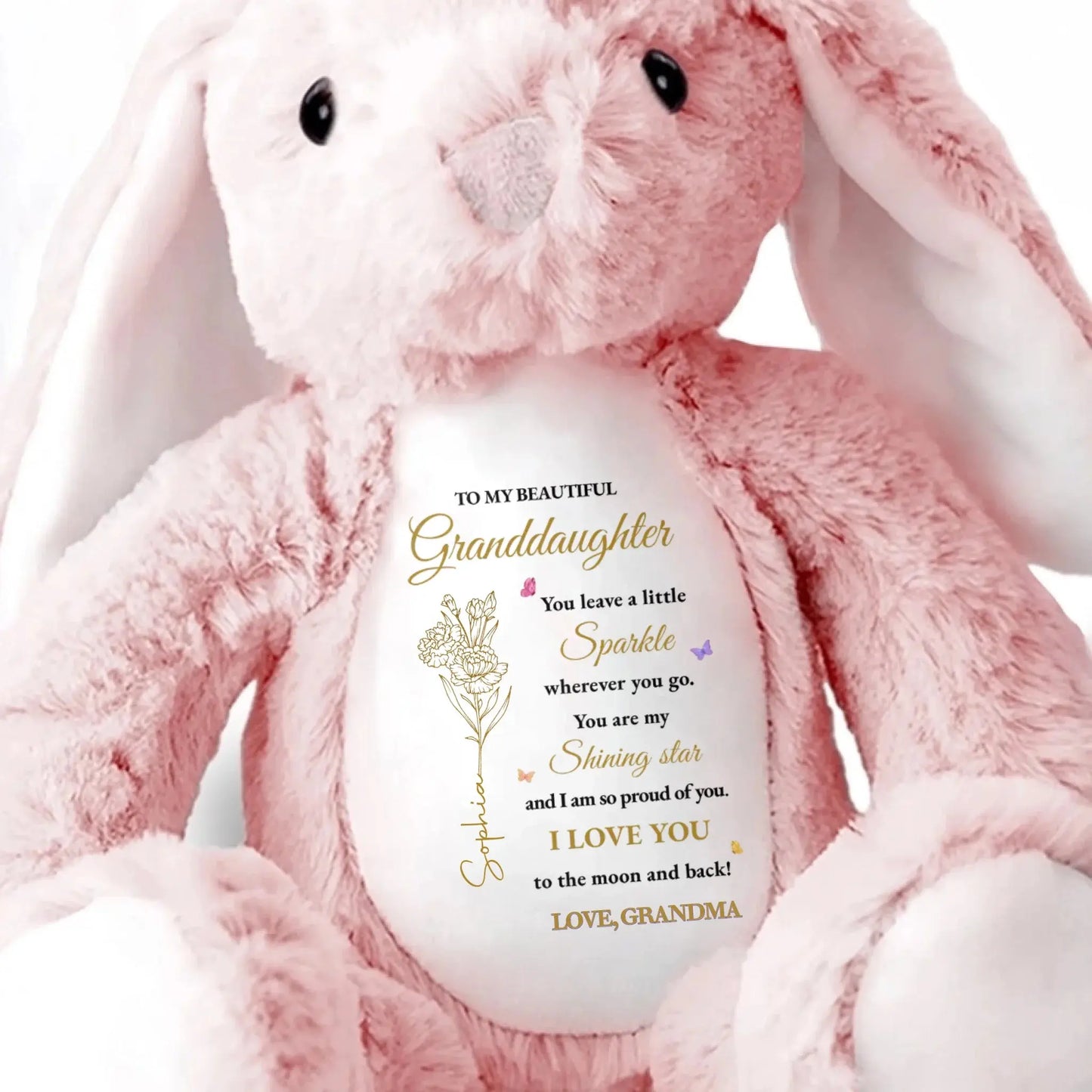 To My Beautiful Granddaughter You Leave A Little Sparkle Wherever You Go - Personalized Stuffed Bunny - Gift for Granddaughter, Grandchildren  Ezcustomize