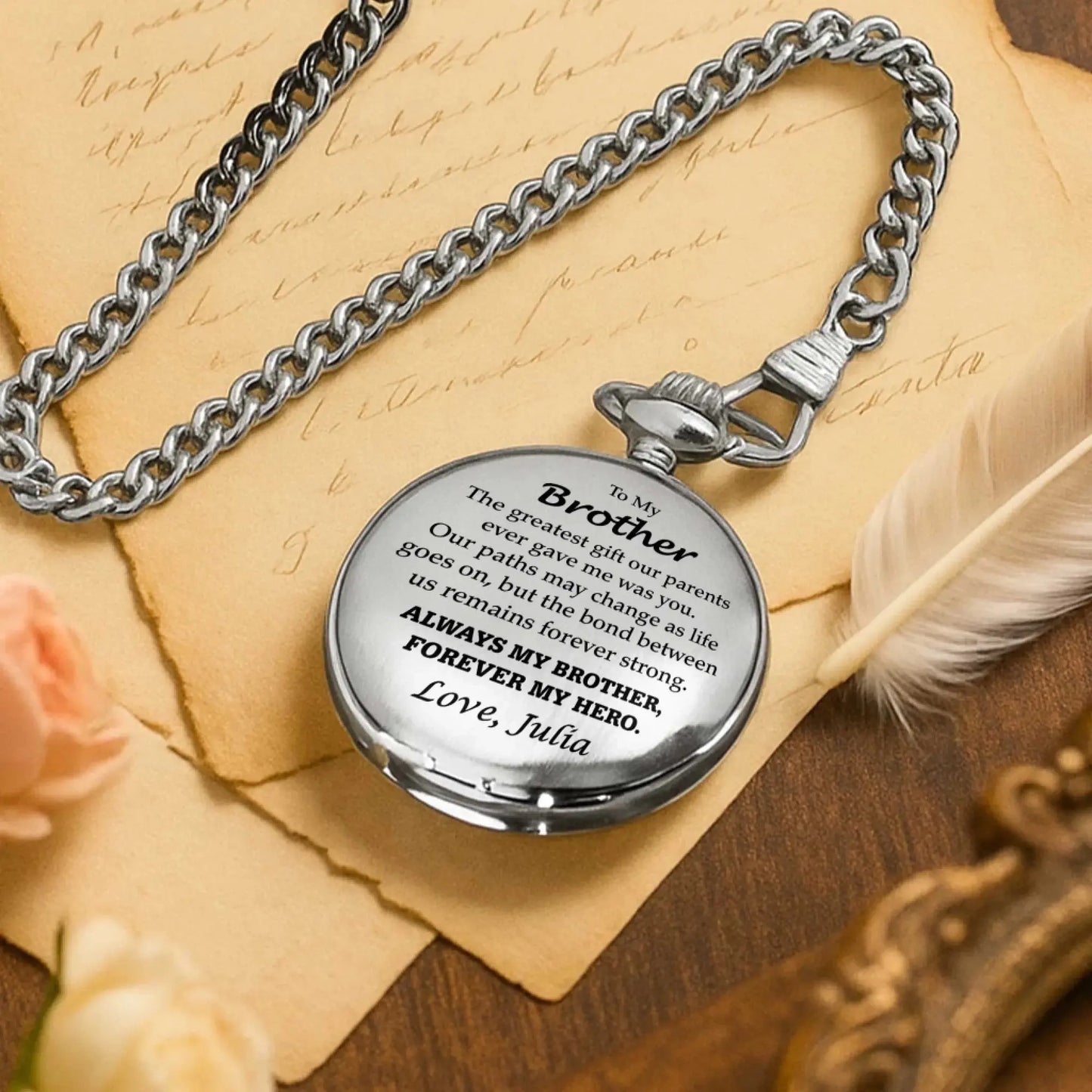 To My Brother - Personalized Pocket Watch – Meaningful Gift for Brother  Ezcustomize