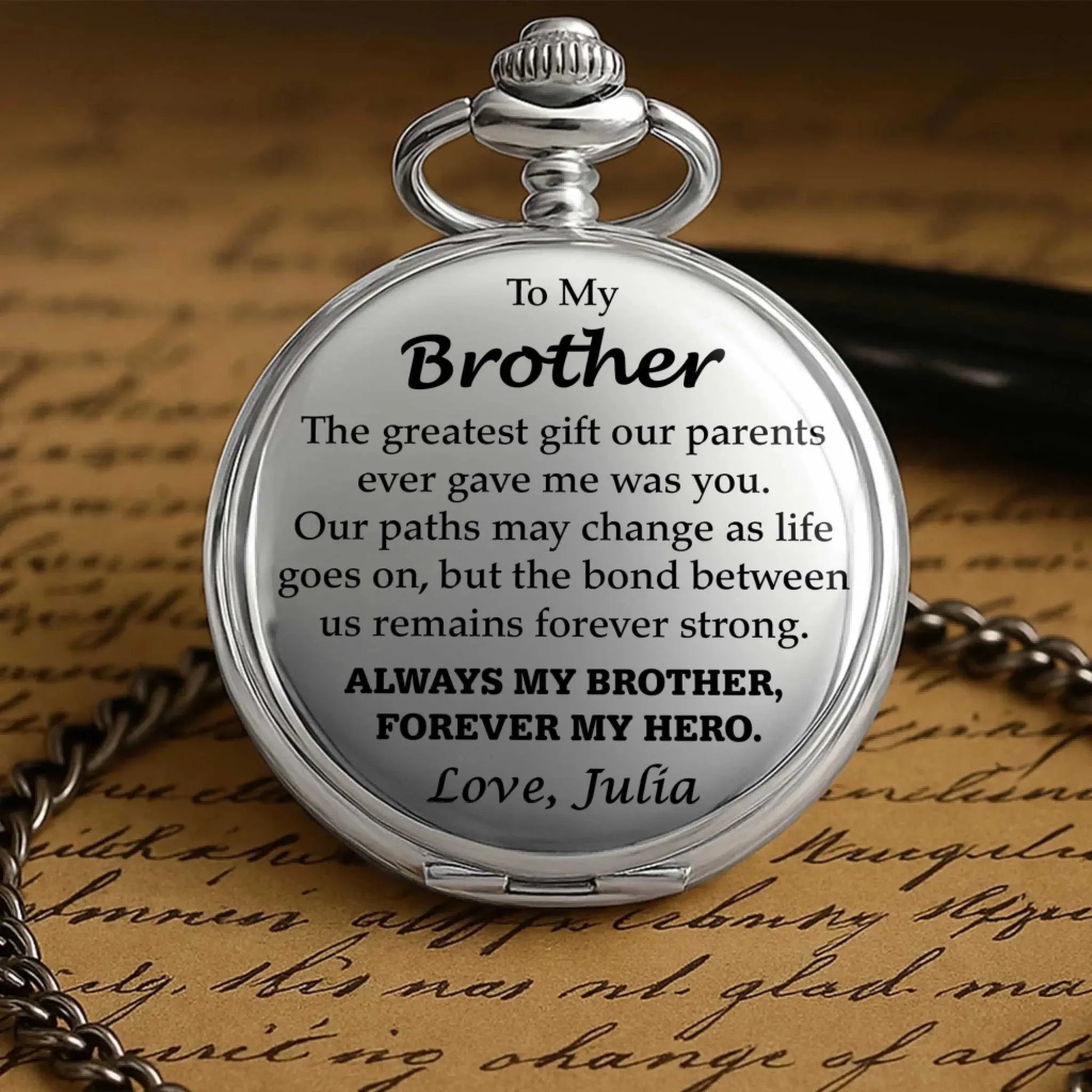 To My Brother - Personalized Pocket Watch – Meaningful Gift for Brother  Ezcustomize