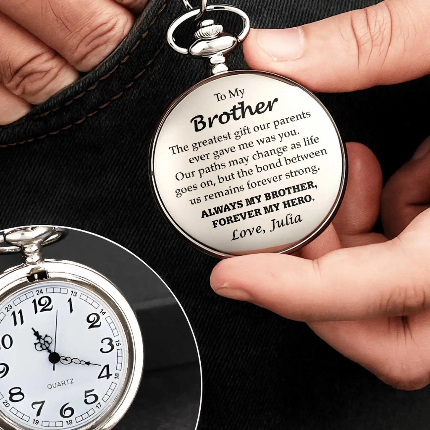 To My Brother - Personalized Pocket Watch – Meaningful Gift for Brother  Ezcustomize
