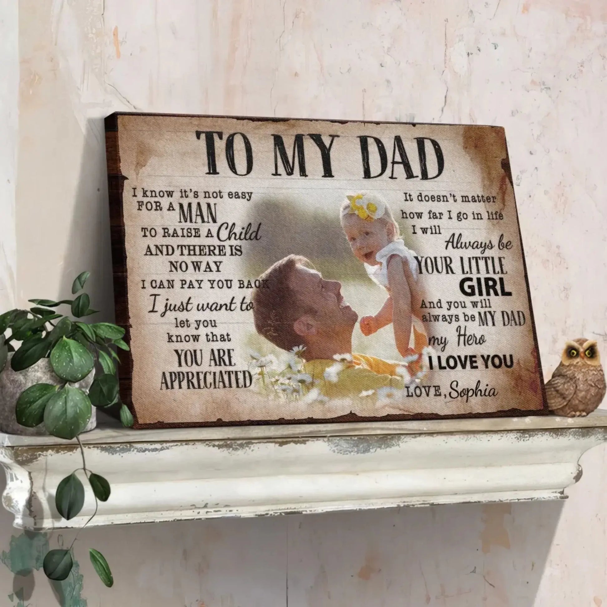To My Dad - Personalized Poster/Canvas Prints - Custom Photo & Name, Special Gift for Dad, Father’s Day & Birthday  Ezcustomize