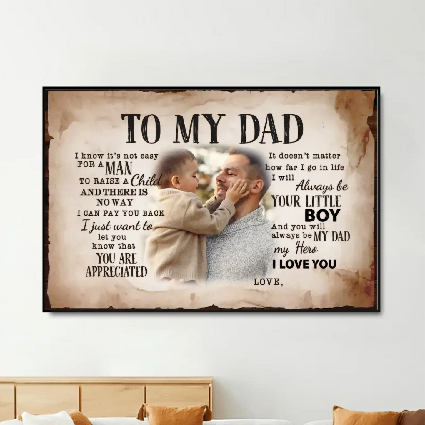 To My Dad - Personalized Poster/Canvas Prints - Custom Photo & Name, Special Gift for Dad, Father’s Day & Birthday  Ezcustomize