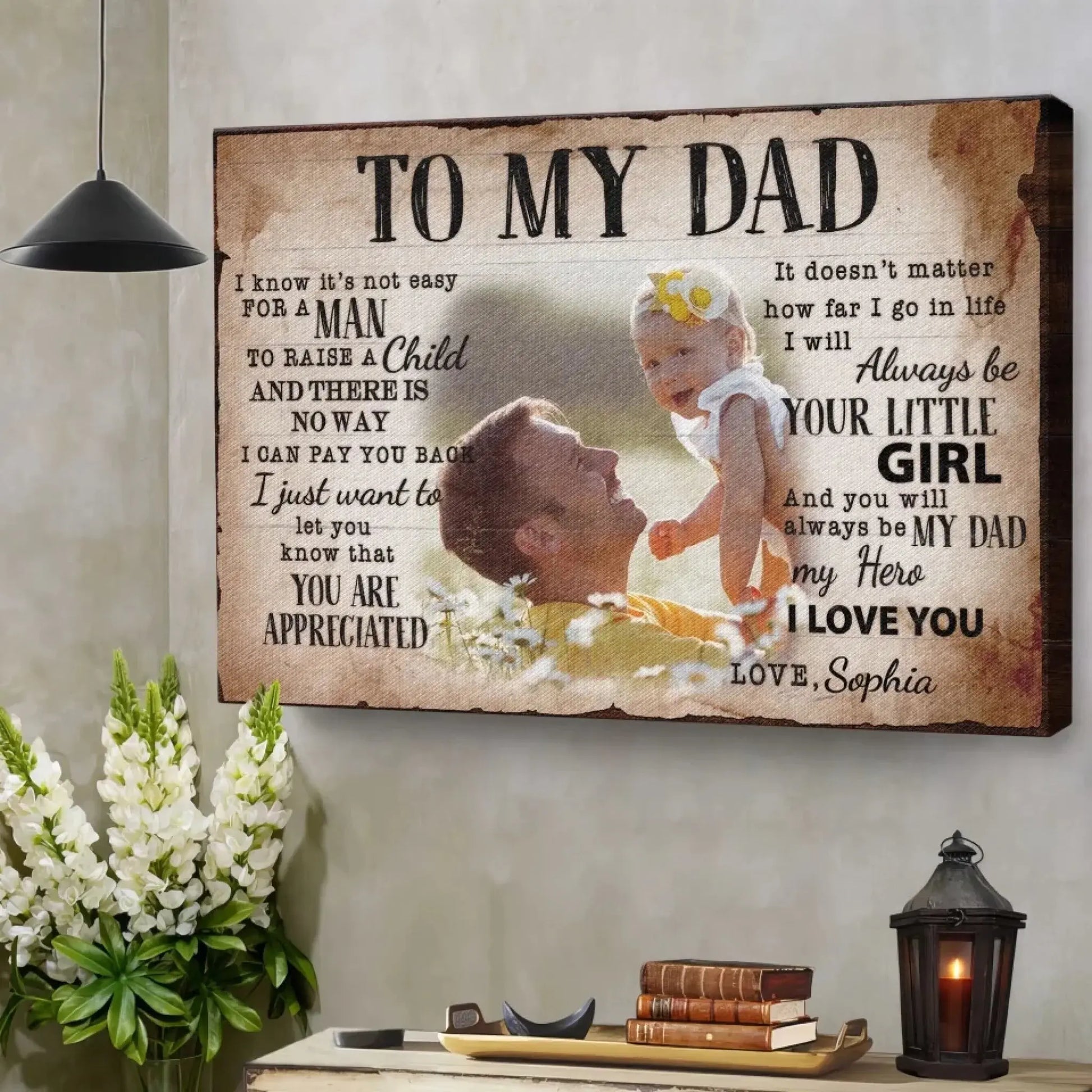 To My Dad - Personalized Poster/Canvas Prints - Custom Photo & Name, Special Gift for Dad, Father’s Day & Birthday  Ezcustomize