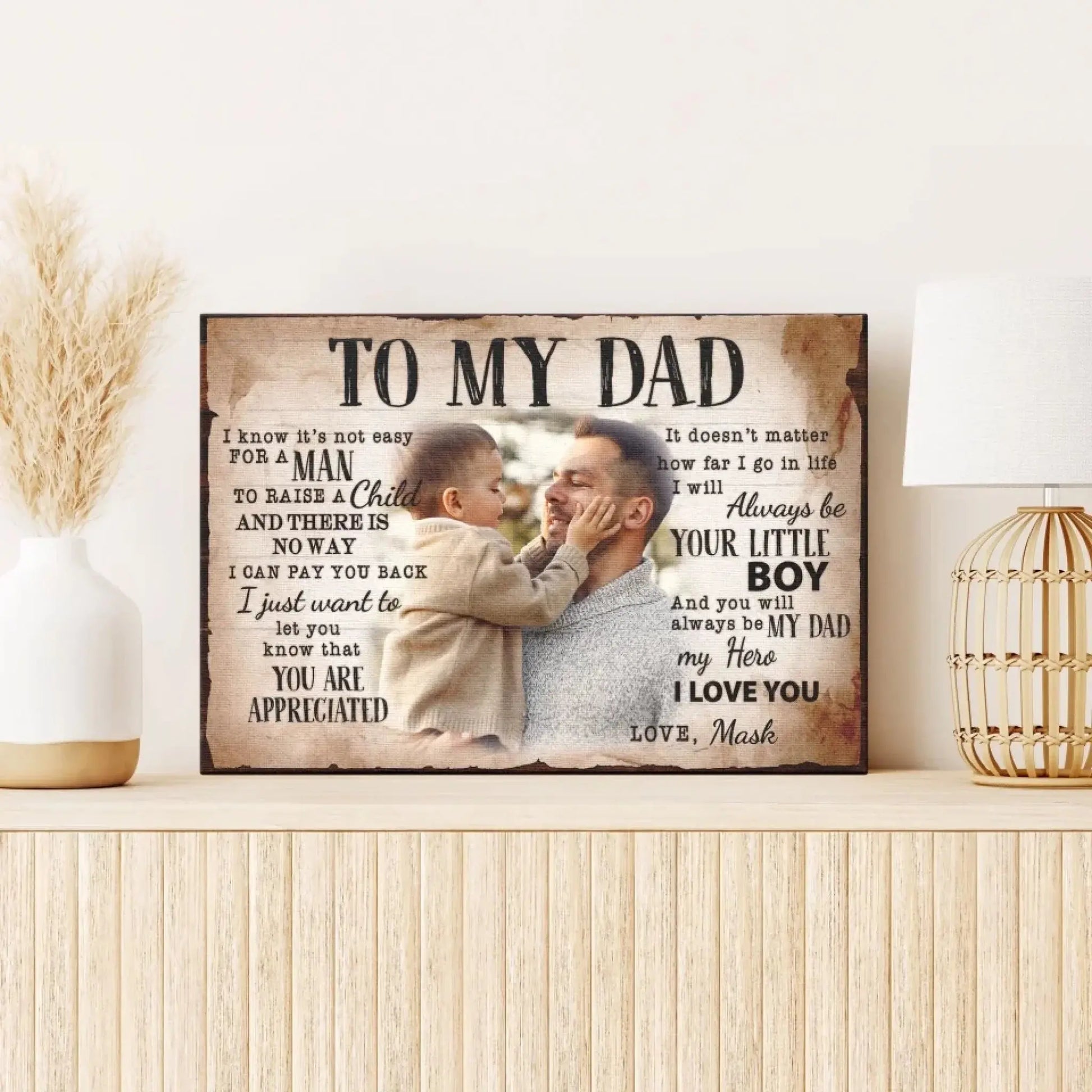 To My Dad - Personalized Poster/Canvas Prints - Custom Photo & Name, Special Gift for Dad, Father’s Day & Birthday  Ezcustomize