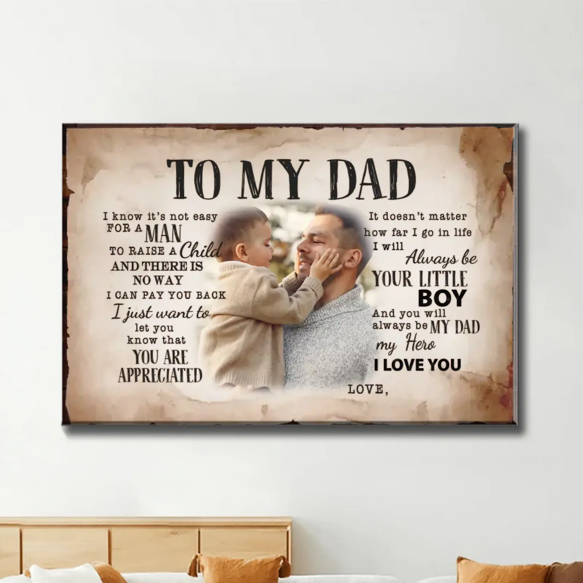 To My Dad - Personalized Poster/Canvas Prints - Custom Photo & Name, Special Gift for Dad, Father’s Day & Birthday  Ezcustomize