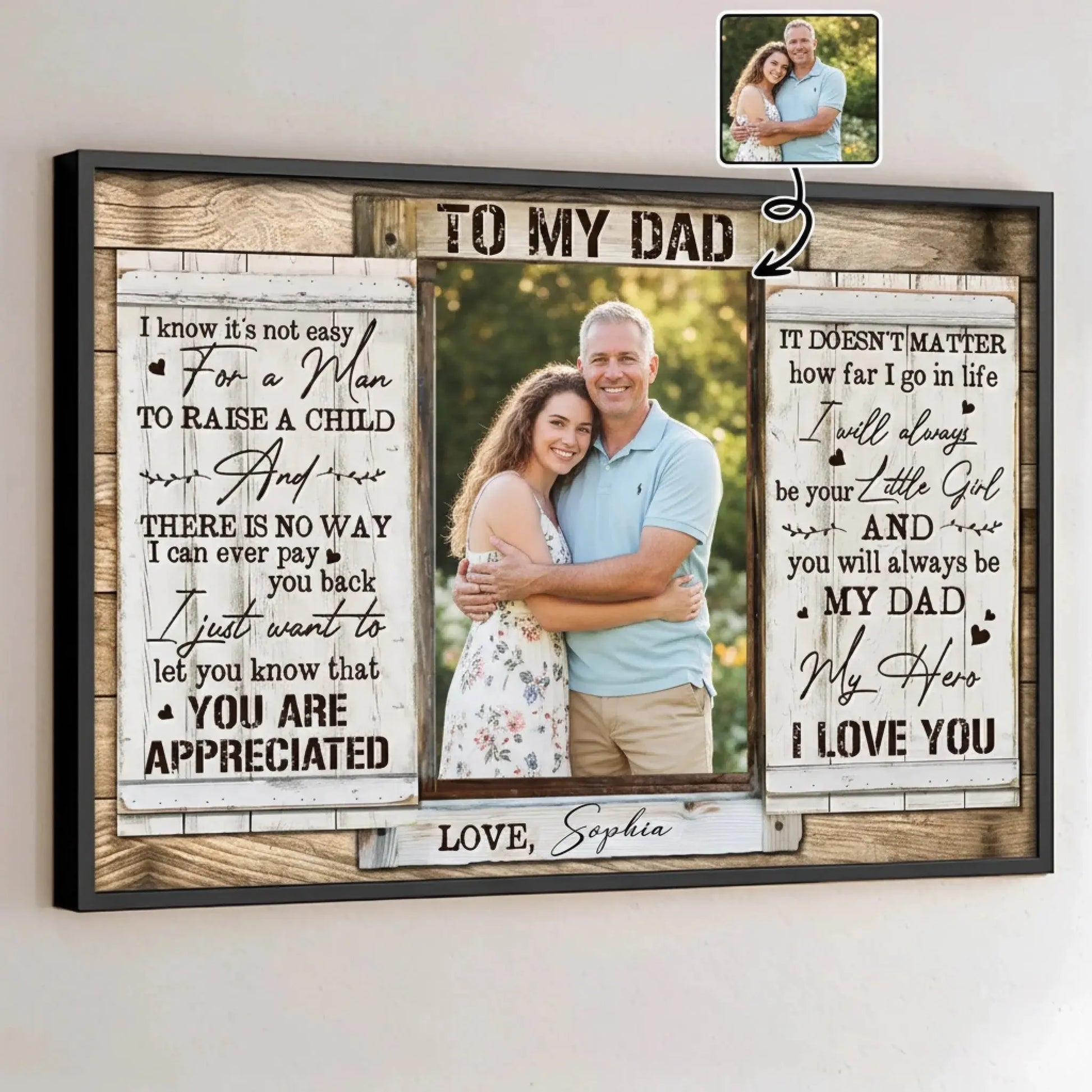 To My Dad You Are Appreciated Daughter & Father Photo – Personalized Custom Horizontal Poster Wall Art – Heartfelt Father’s Day & Birthday Gift for Dad  Ezcustomize