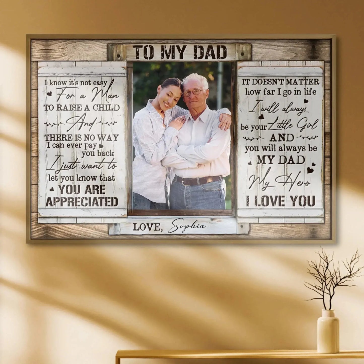 To My Dad You Are Appreciated Daughter & Father Photo – Personalized Custom Horizontal Poster Wall Art – Heartfelt Father’s Day & Birthday Gift for Dad  Ezcustomize