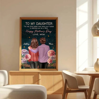 To My Daughter Birth Flower Art – Personalized Poster/Canvas with Night Hill Scene – Mother’s Day Gift from Mom  Ezcustomize