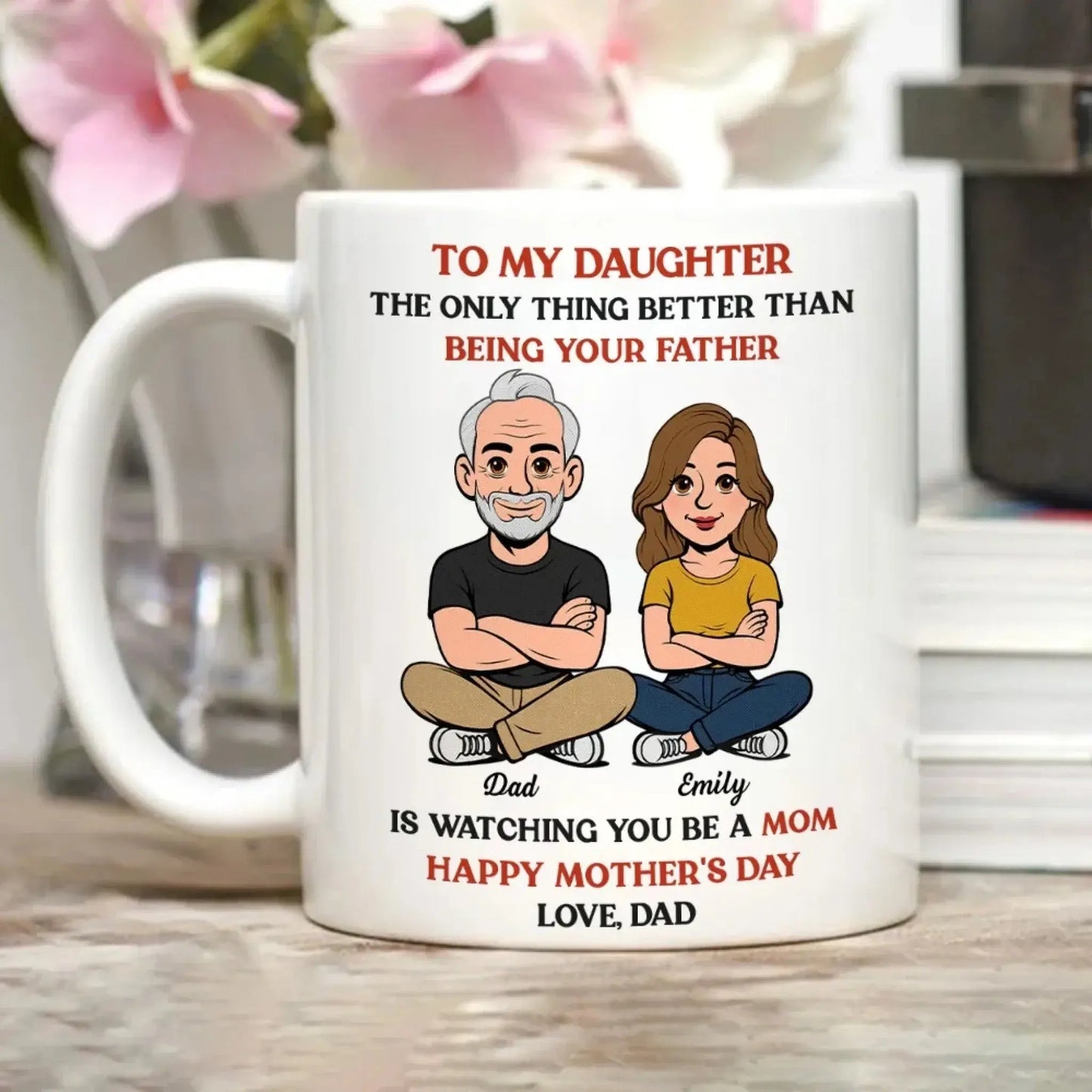 To My Daughter From Dad Retro Style - Personalized Custom Coffee Mug - Gift For Daughter  Ezcustomize