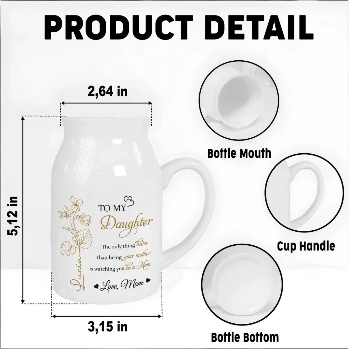 To My Daughter Love From Mom/Dad – Personalized Custom Vase Decor – Heartfelt Gift for Daughters  Ezcustomize